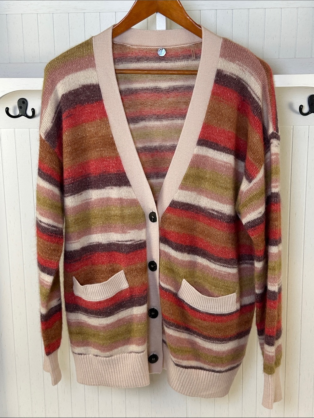 Margaret O’Leary Multicolor Oversized Cardigan Mohair Alpaca M